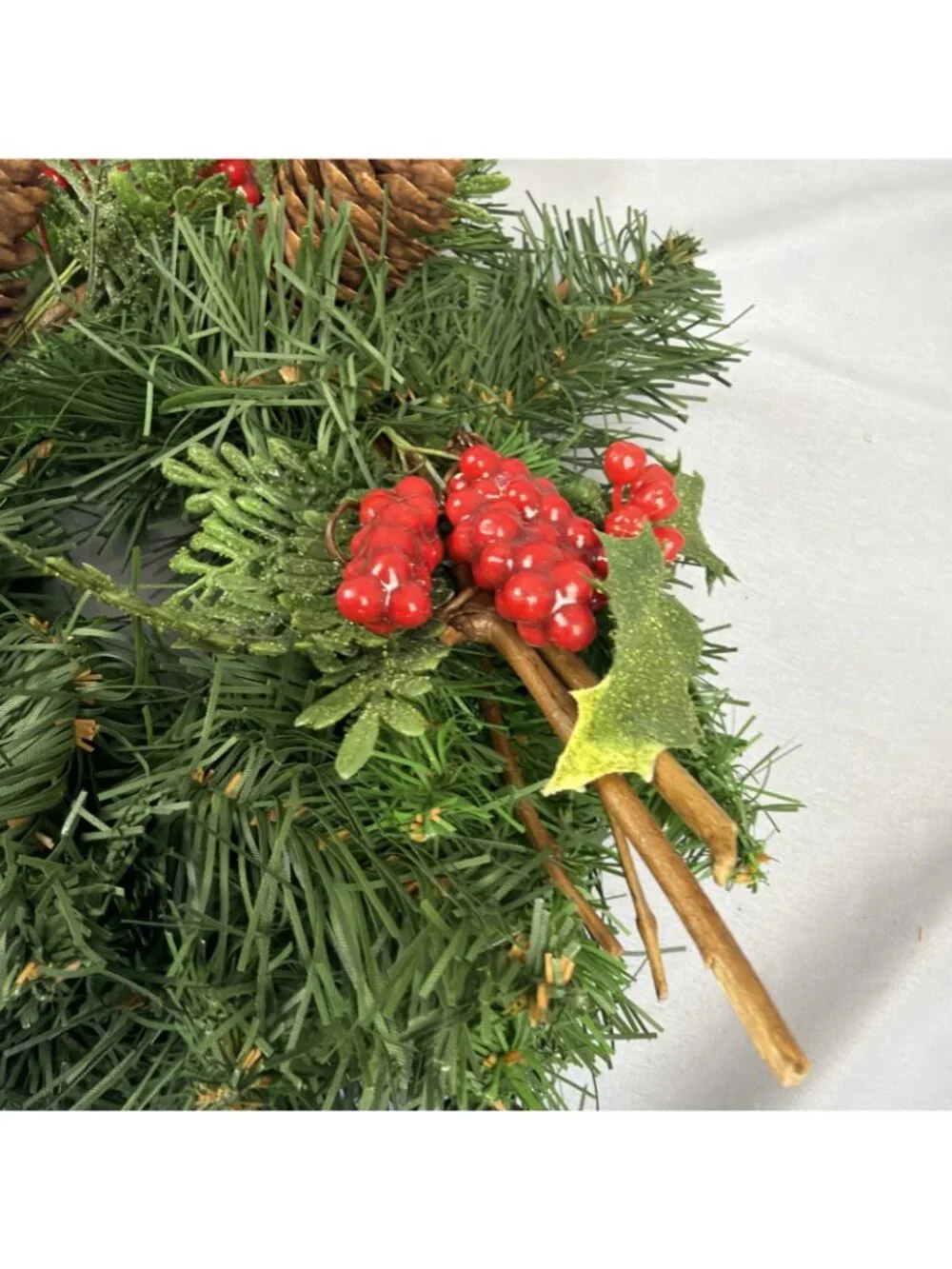 Set Vintage Christmas Candle Rings Pillar Candle Wreath Holly Pinecone